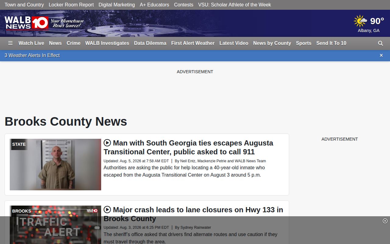 WALB Brooks County local crime news landing page